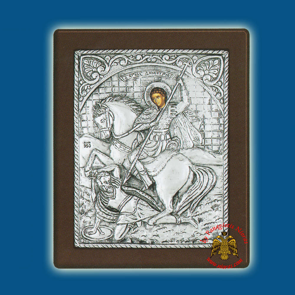 Saint Demetrios Silver Holy Icon