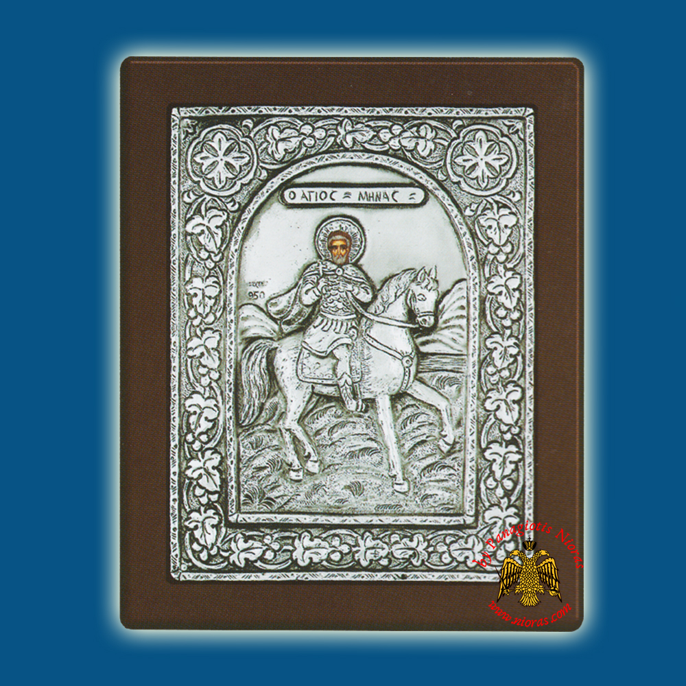 Saint Menas Silver Holy Icon