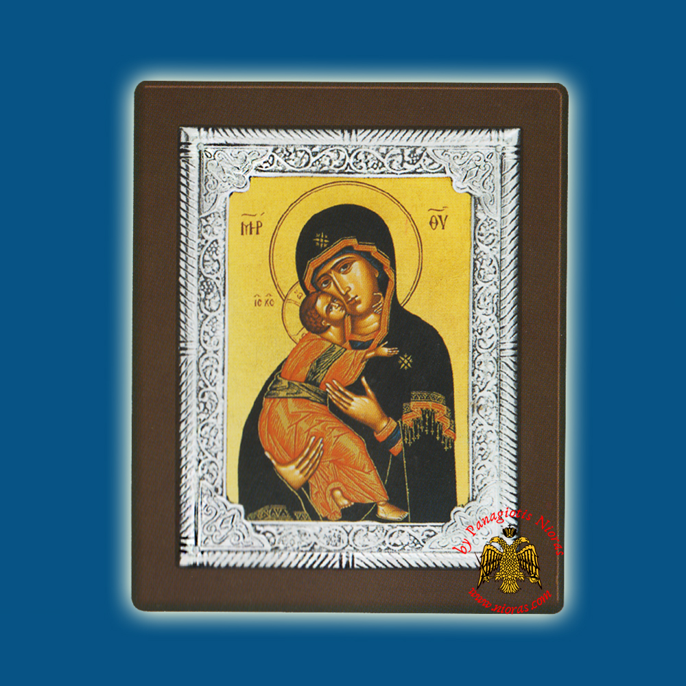 Holy Virgin Mary Theotokos Panagia Glykofilousa Agiographia Silver Holy Icon