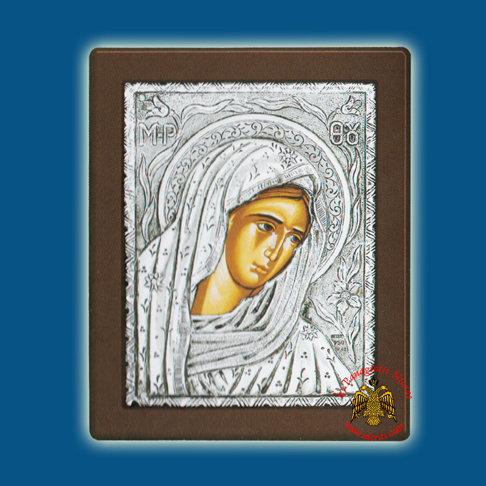 Holy Virgin Mary Theotokos Panagia Thlimeni Silver Holy Icon