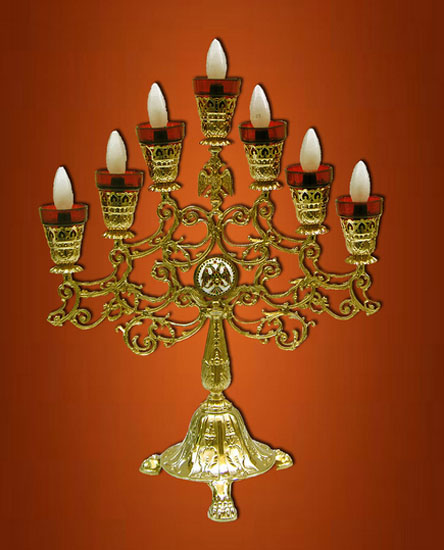 Holy Table Seven Branch Electric Lamp Candle Gold Plated 58x60 cm