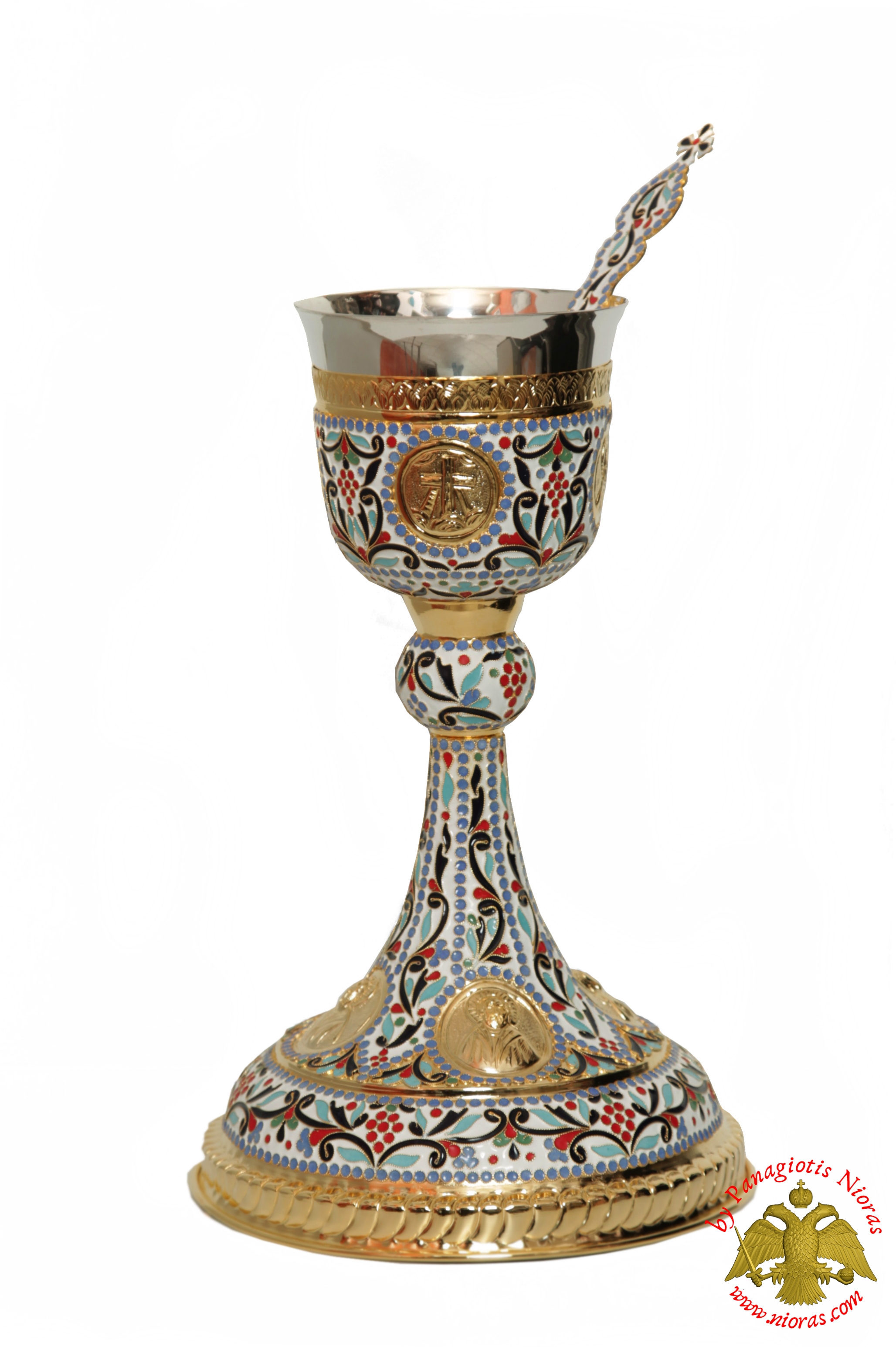 Orthodox Holy Communion Chalice Set Agioritiko Style Enamel 750ml