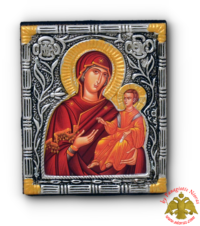 Metal Orthodox Icon Theotokos Panagia Hodegetria 6x9cm