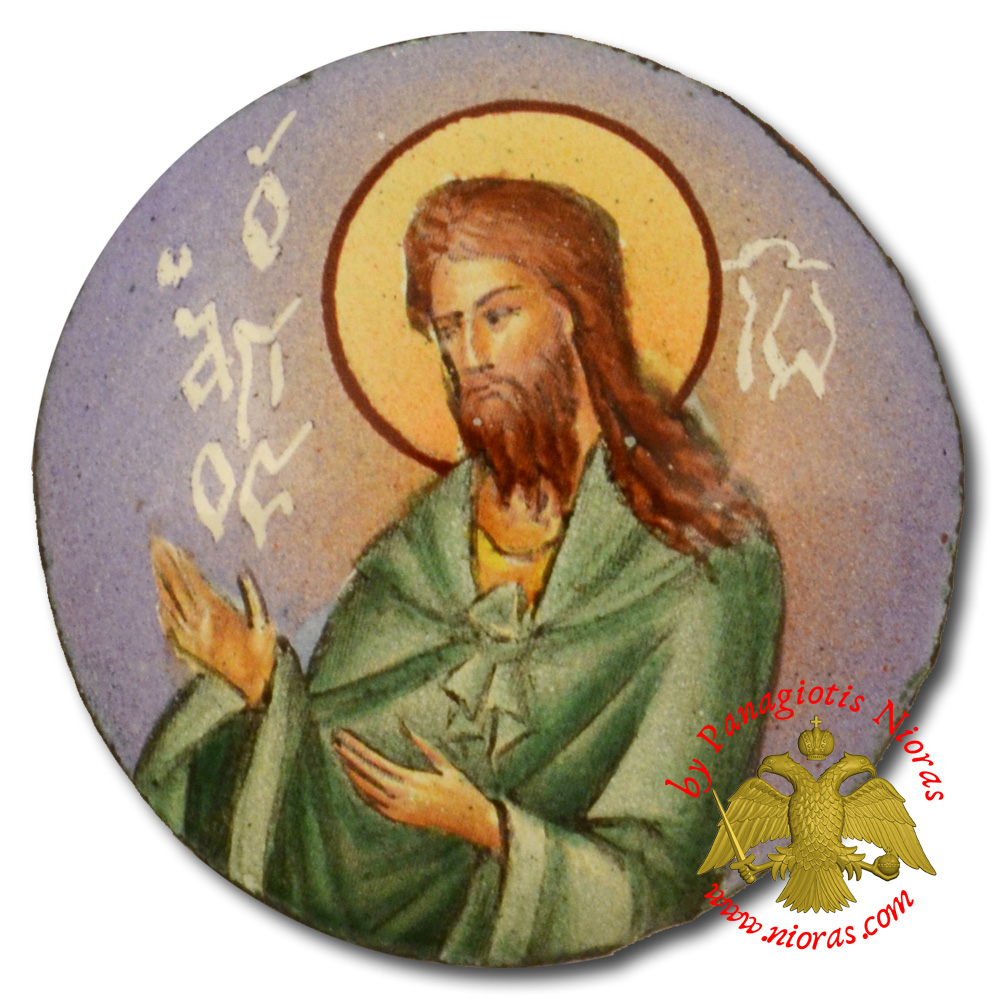 Orthodox Enamel Saint John the Baptist Holy Icon 3x3cm