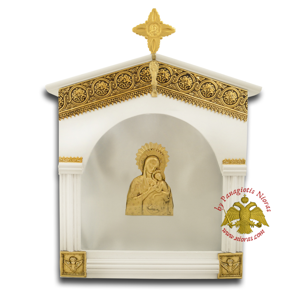 Wedding Crown Case Traditional Orthodox Church Style with Cross in the Top White-Brass