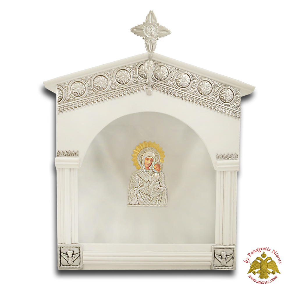 Wedding Crown Case Traditional Orthodox Church Style with Cross in the Top White-Nickel