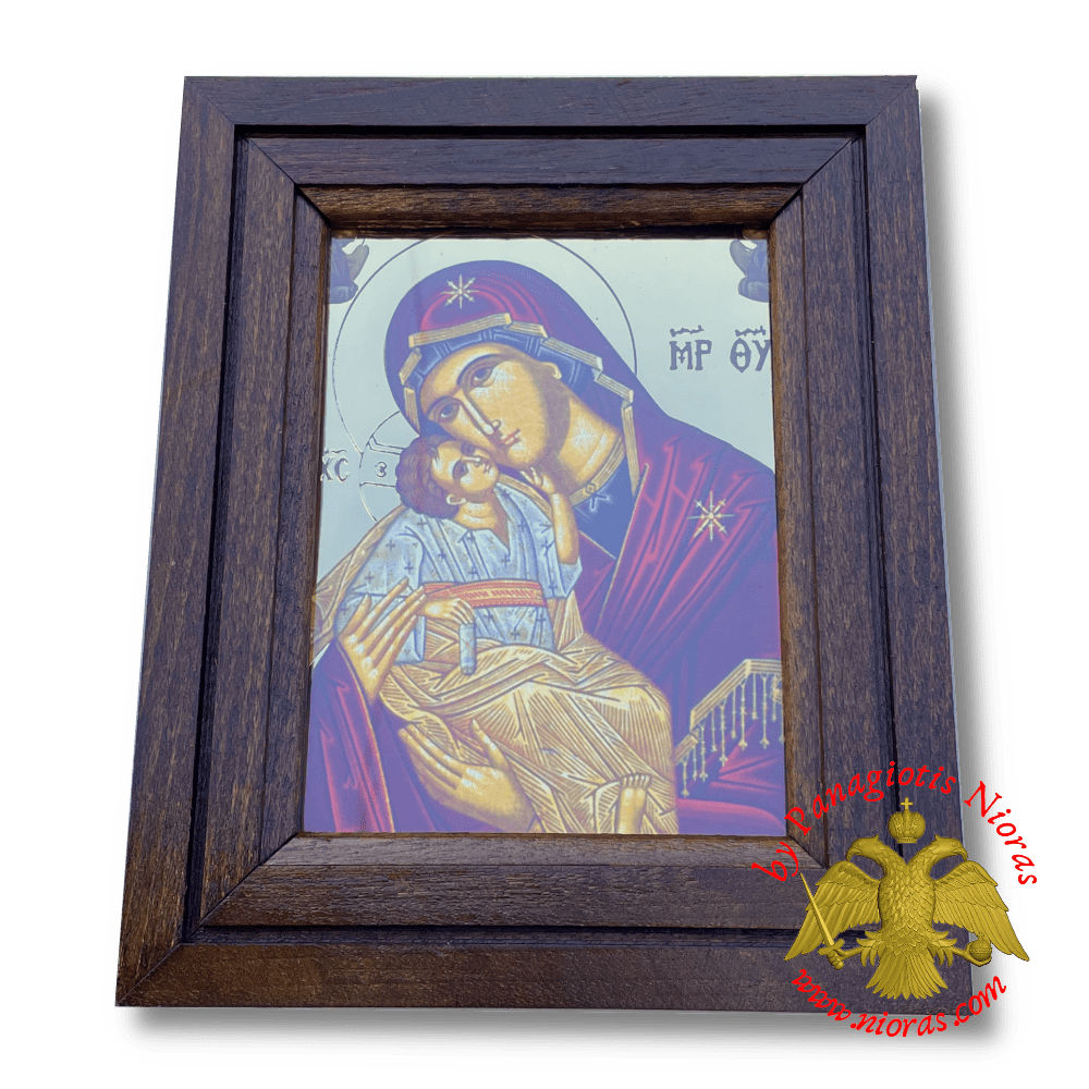 Orthodox Wooden framed Holy Icon Theotokos 14x18mm