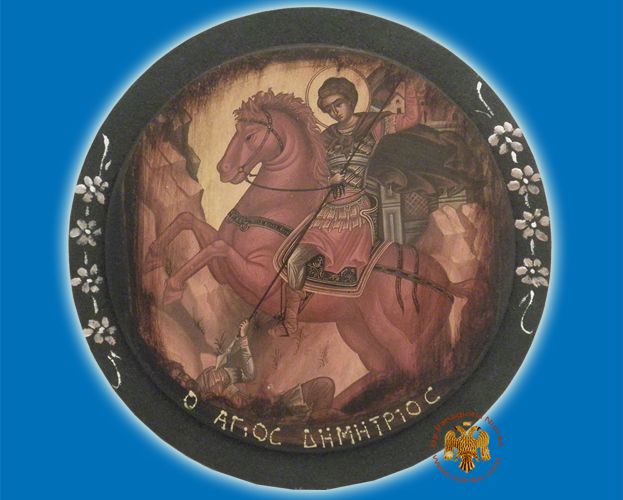 Antique Style Icon Saint Demetrius, The Myrrh-Streamer 15cm