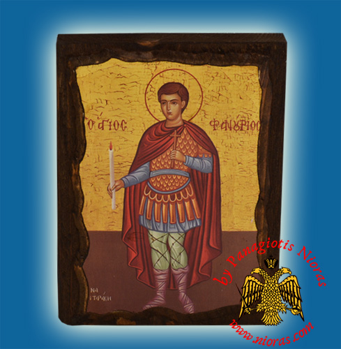 Byzantine Wooden Icon Saint Phanourios