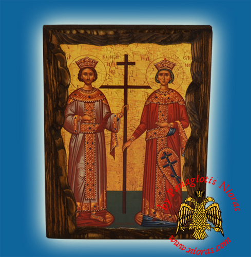 Byzantine Wooden Icon Saints Konstantine & Saint Helen