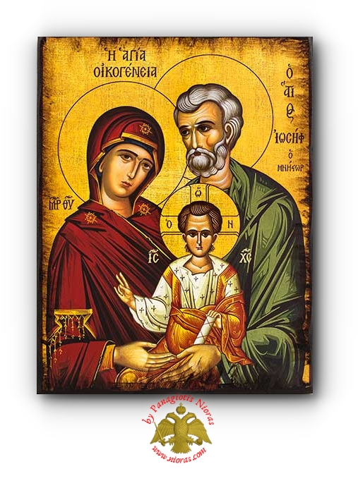 Byzantine Wooden Icon Antique Style Holy Family