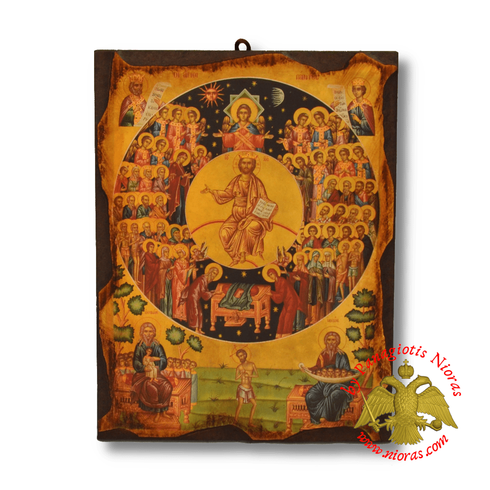 Byzantine Wooden Icon Antique Style All Saints