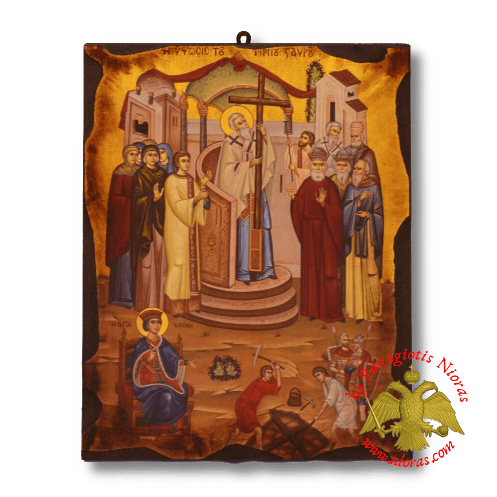 Byzantine Wooden Icon Antique Style Exaltation Holy Cross