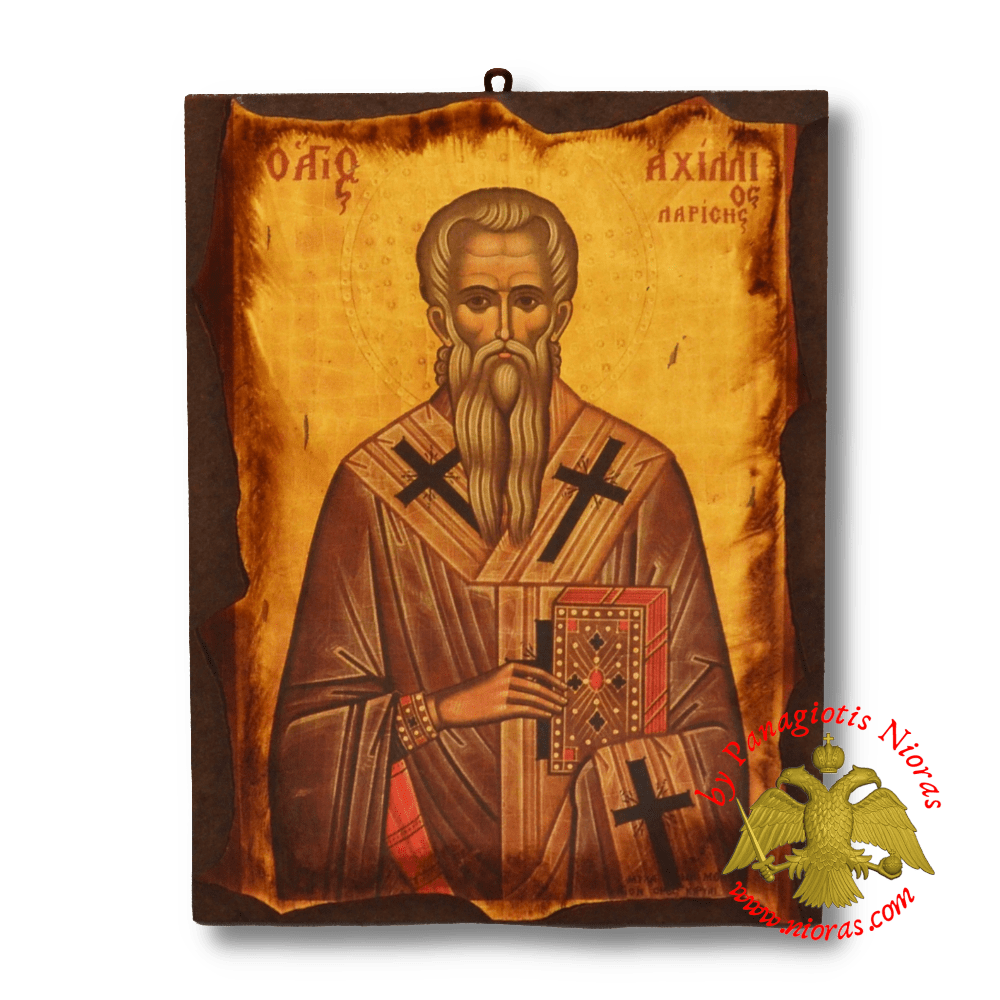 Byzantine Wooden Icon Antique Saint Achillios