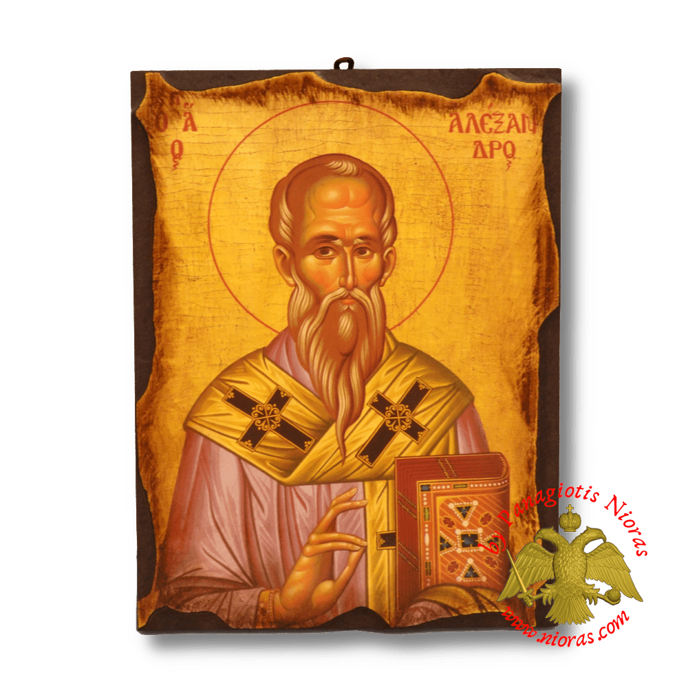 Byzantine Wooden Icon Antique Saint Alexandros