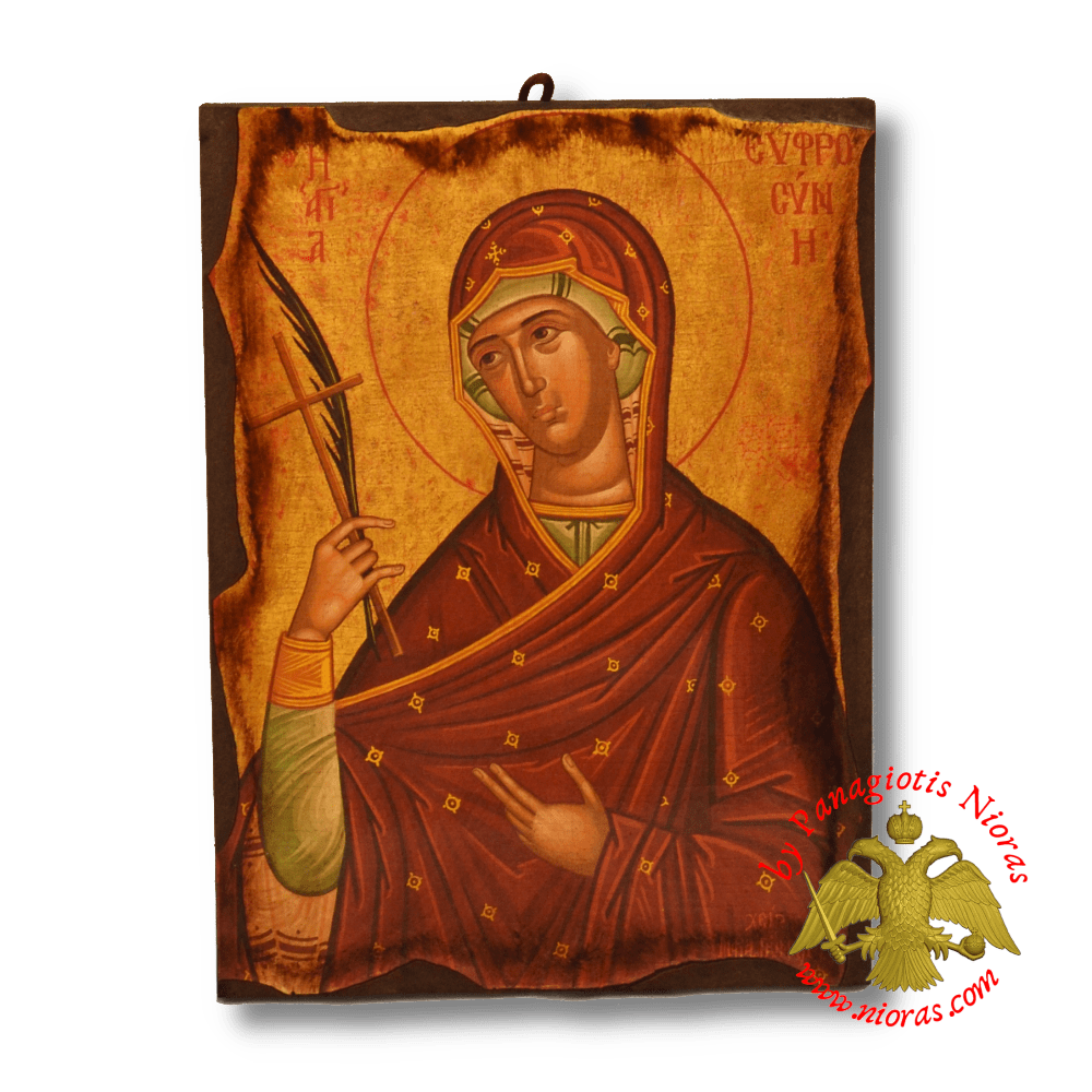 Byzantine Wooden Icon Antique Style Saint Efrosini