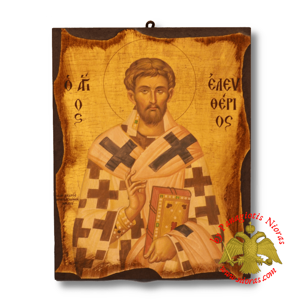 Byzantine Wooden Icon Antique Style Saint Eleftherios