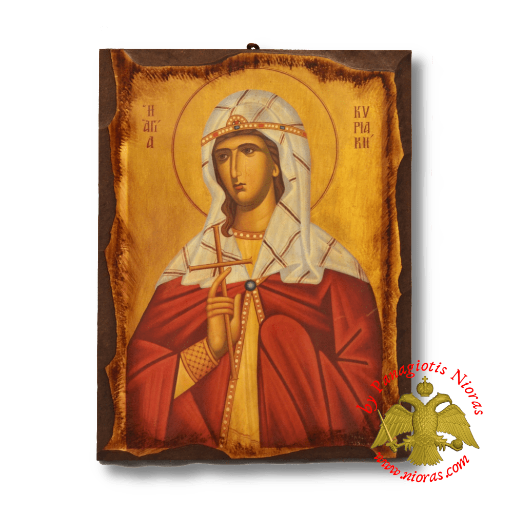 Byzantine Wooden Icon Antique Style Saint Kyriake