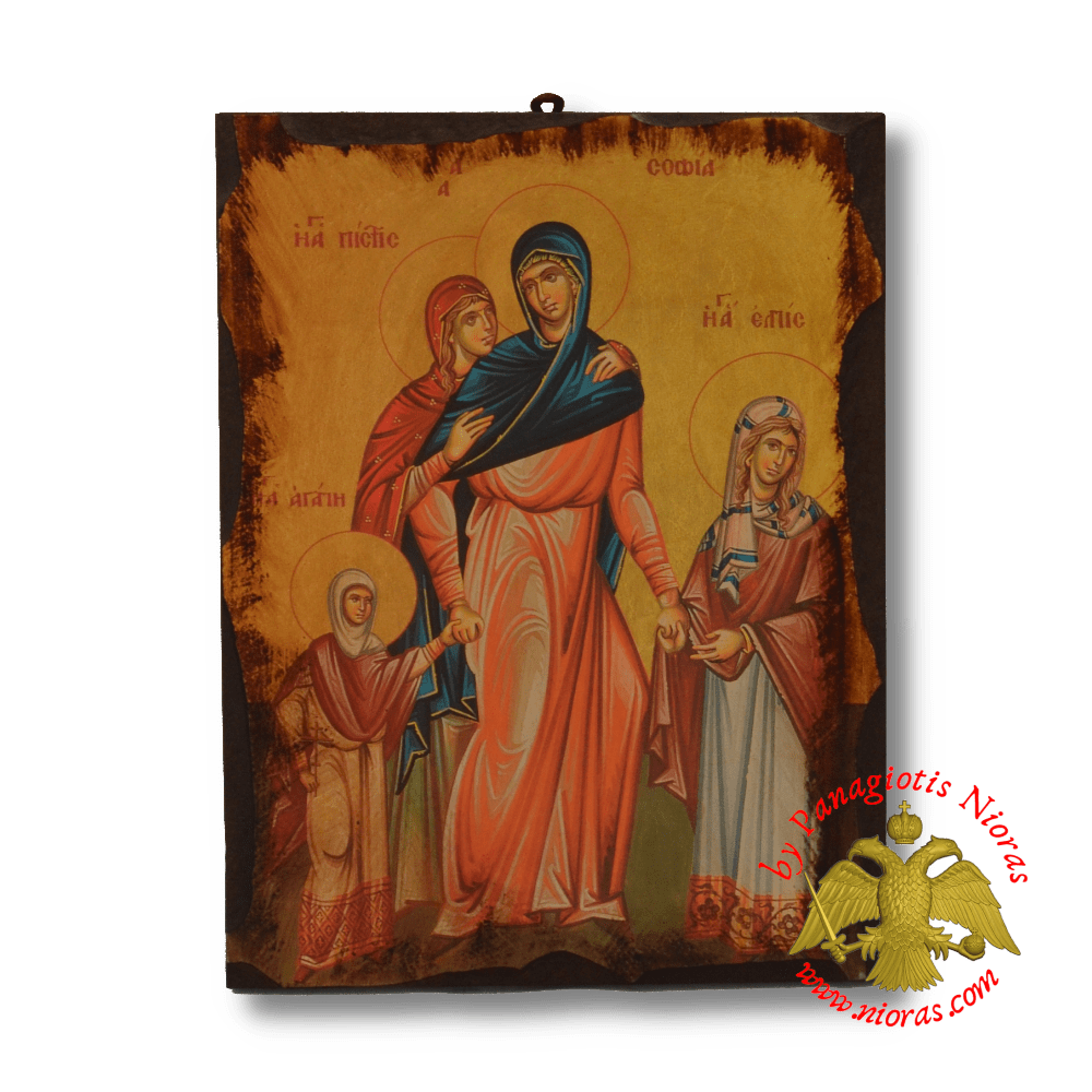 Byzantine Wooden Icon Antique Style Saint Sophia