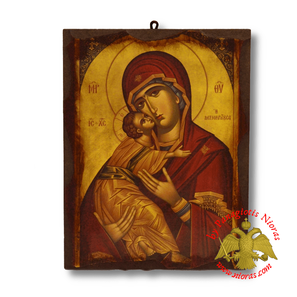 Byzantine Wooden Icon Antique Style Saint Theotokos Dexiokratousa