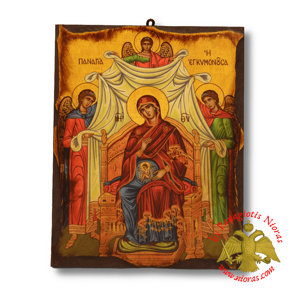 Byzantine Wooden Icon Antique Style Saint Theotokos Egkimonousa