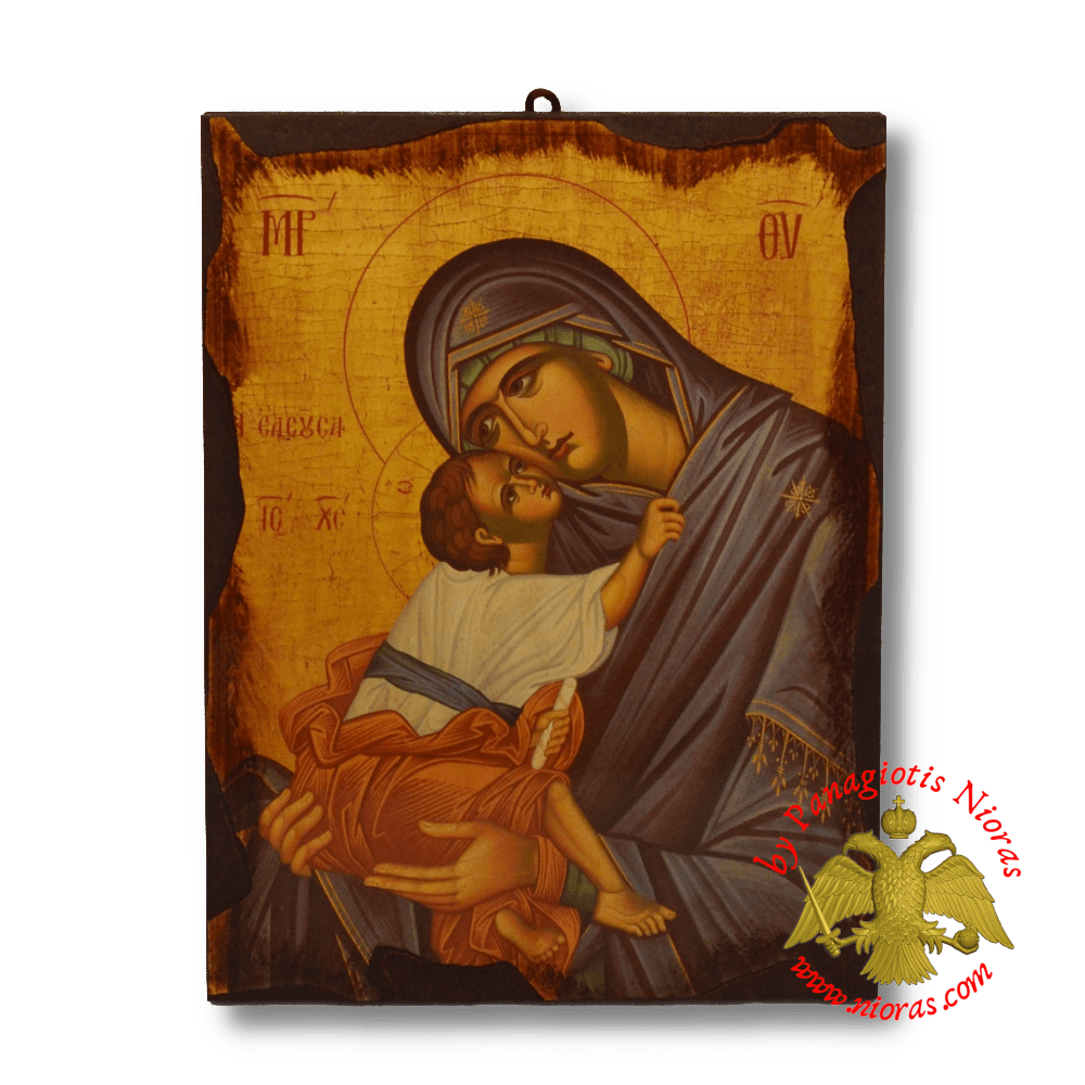 Byzantine Wooden Icon Antique Style Saint Theotokos Eleousa
