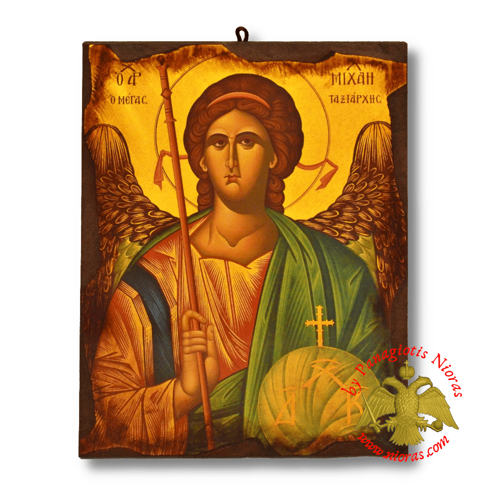 Byzantine Wooden Icon Antique Style Archangel Michael