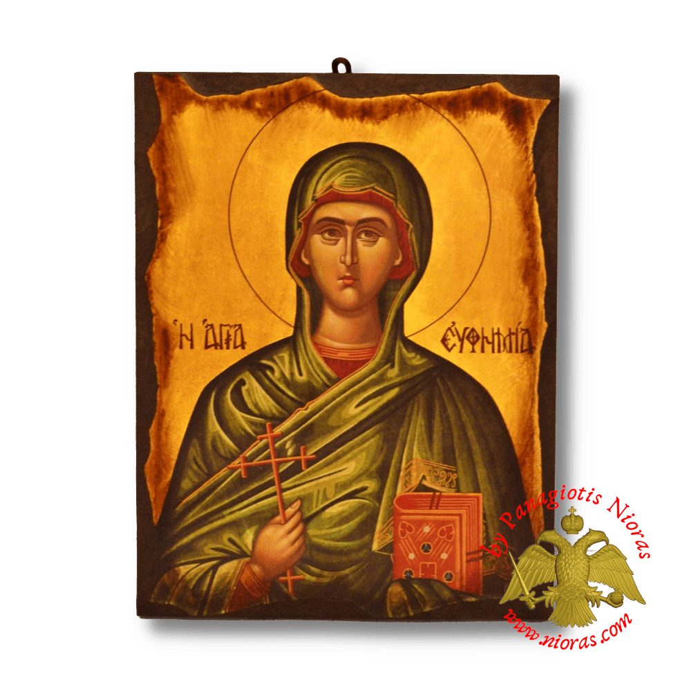 Byzantine Wooden Icon Antique Style Saint Efthimia