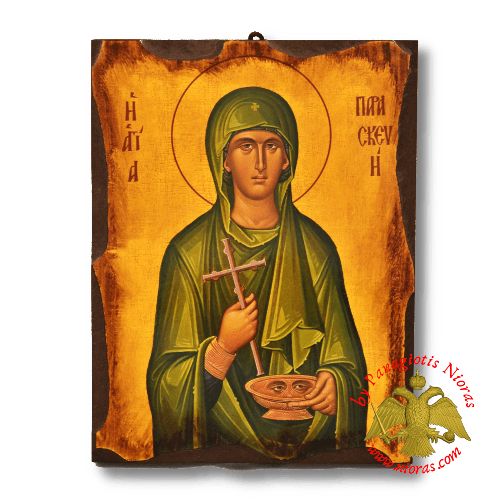 Byzantine Wooden Icon Antique Saint Paraskevi