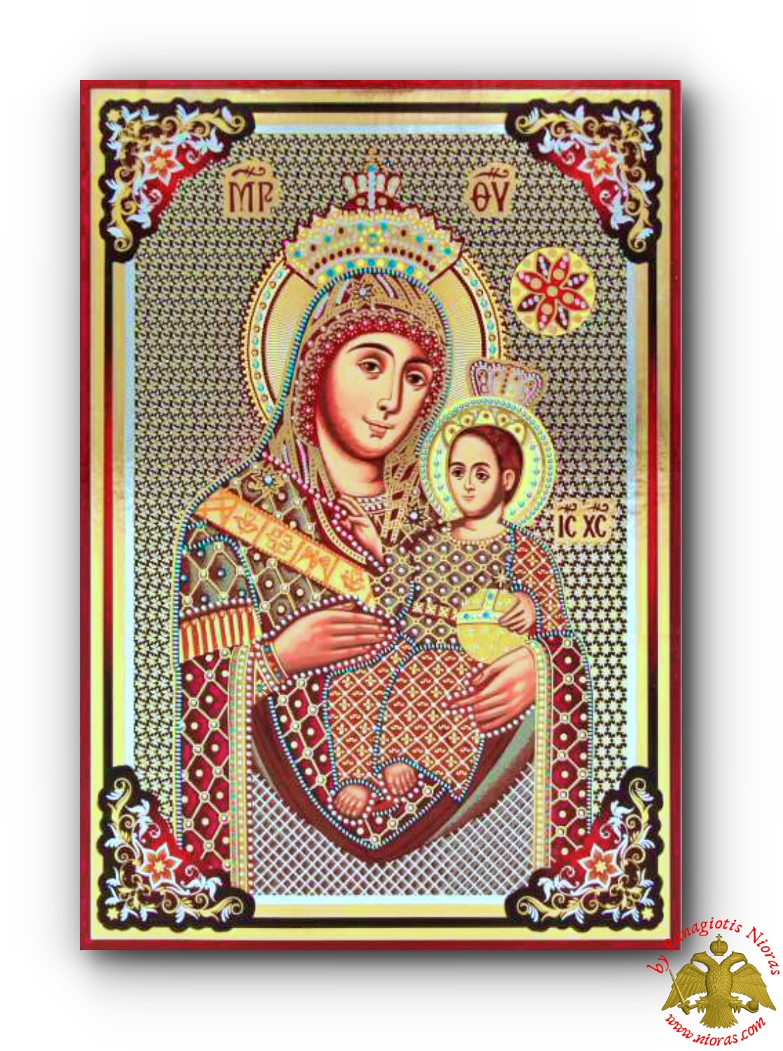 Russian Orthodox Holy Virgin Mary of Bethlehem Silver Printed Wooden Icon
