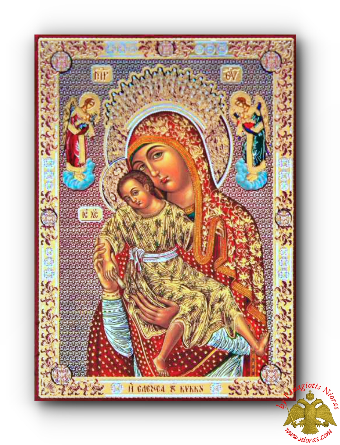 Russian Orthodox Holy Virgin Mary Kikkos Monastery Silver Printed Wooden Icon