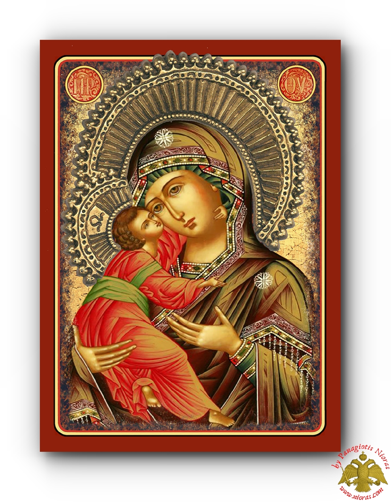 Holy Theotokos Sweet Kissing Byzantine Wooden Icon