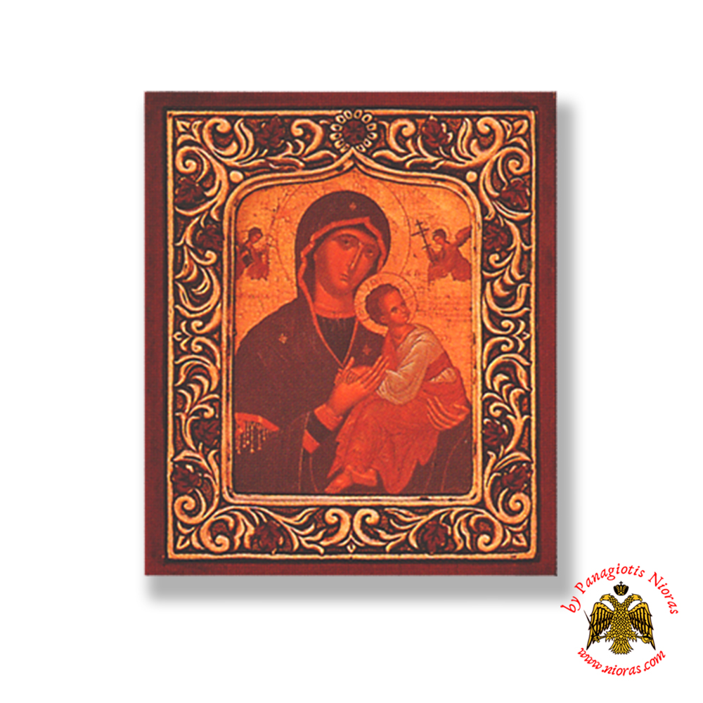 Orthodox Byzantine Style Holy Virgin Mary Theotokos Icon Gorgoepikoos with Frame 21x26cm