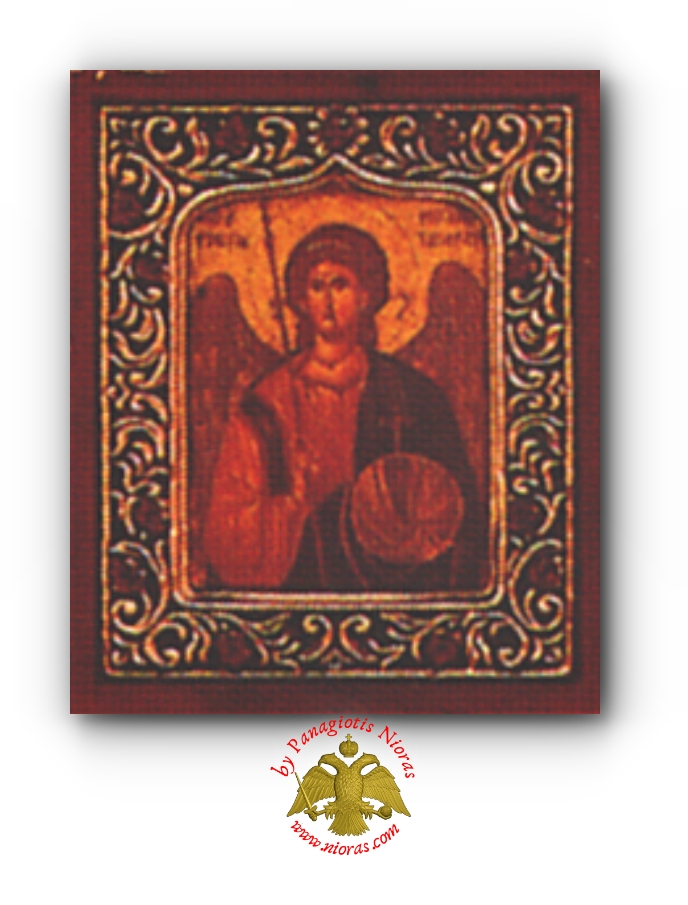 Orthodox Byzantine Style Archangel Michael Icon with Frame 10x12cm