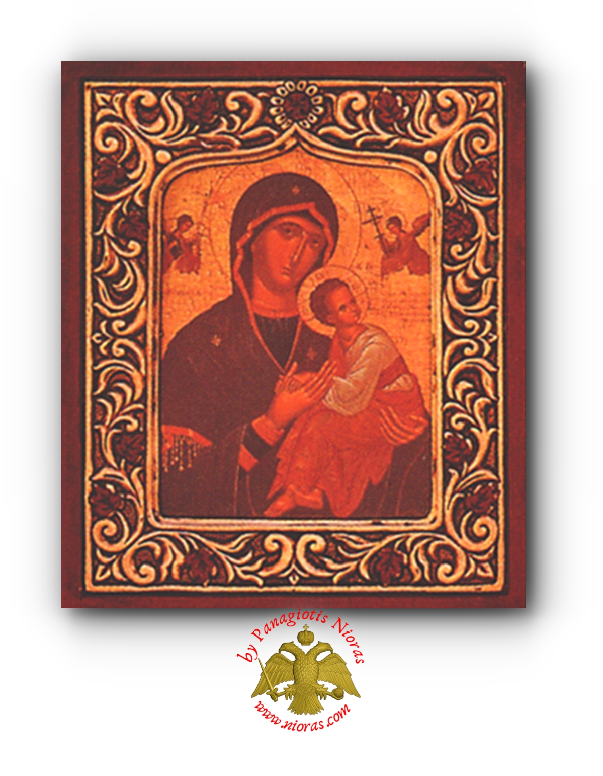 Orthodox Byzantine Style Holy Virgin Mary Theotokos Icon Gorgoepikoos with Frame 10x12cm