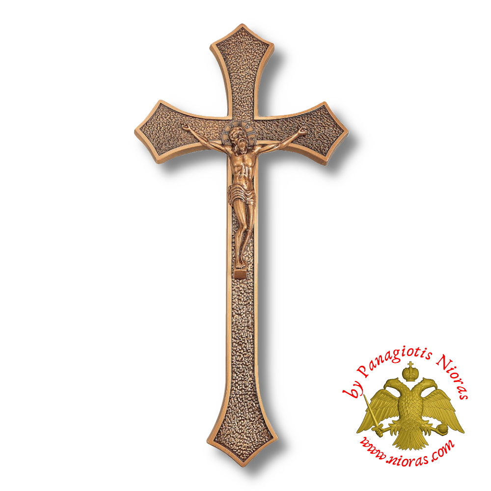 Cemetery Memorial Orthodox Cross Bronze Sharp Endings Design 47x13cm
