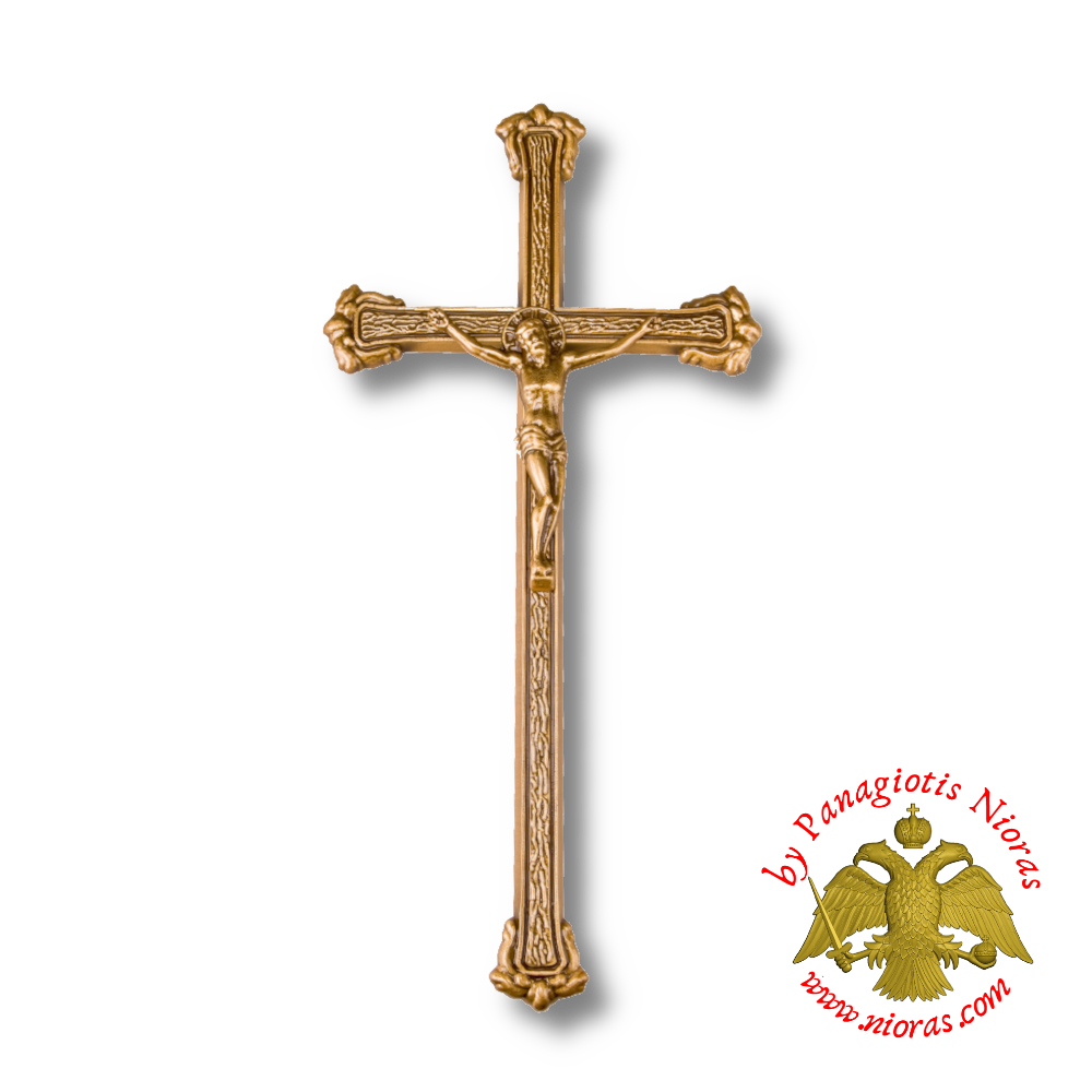 Cemetery Memorial Byzantine Orthodox Cross Metal Edges 33x16cm