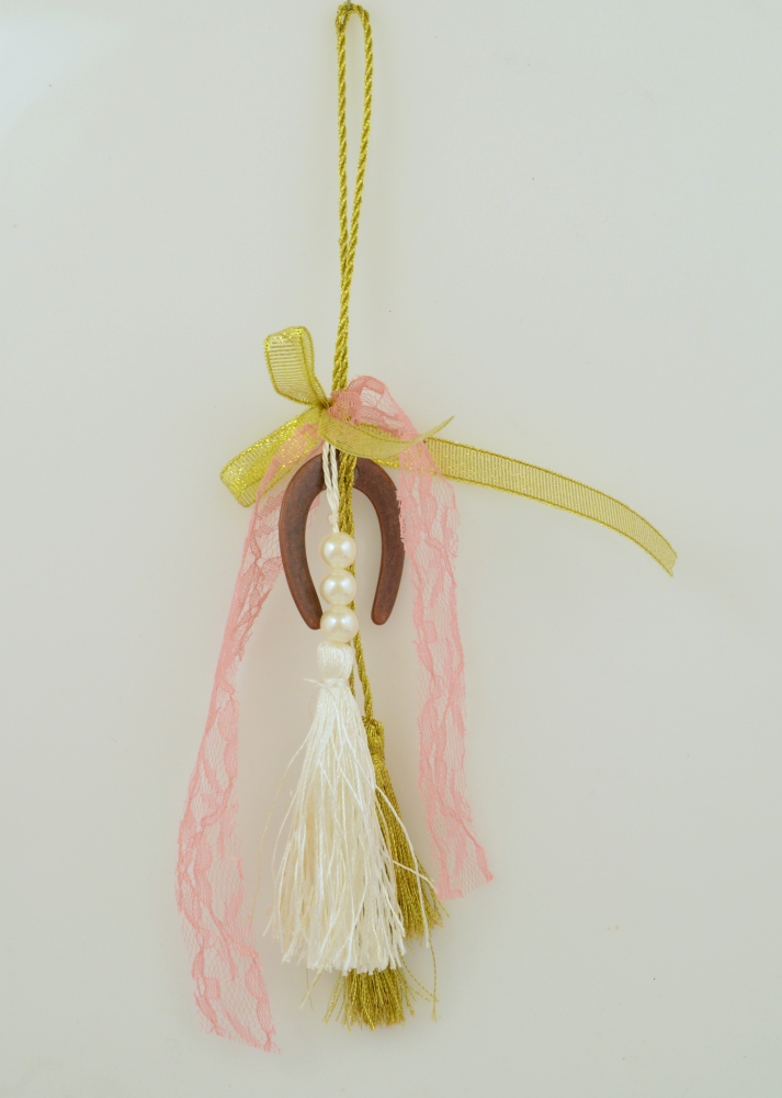 Lucky Charm Horse Shoe Good Luck in Green Cord with Tassel