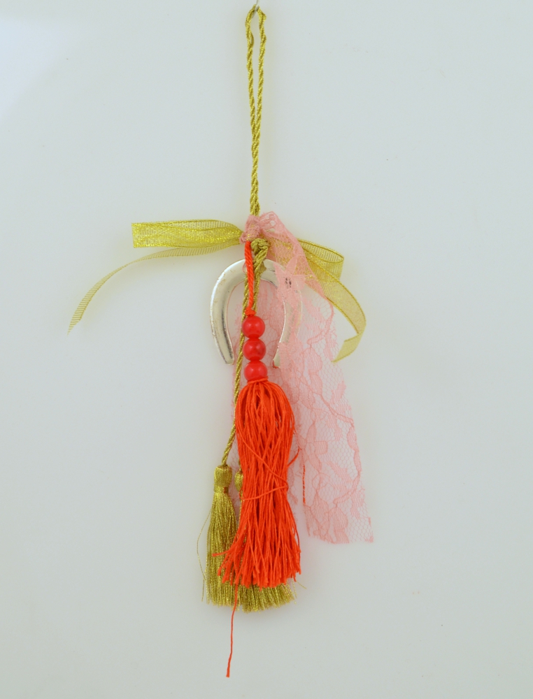 Lucky Charm Horse Shoe Good Luck in Green Cord with Tassel