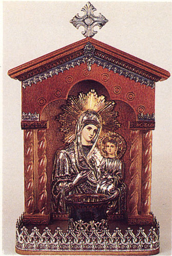 Icon with Oil Cup A' Wooden Coloured