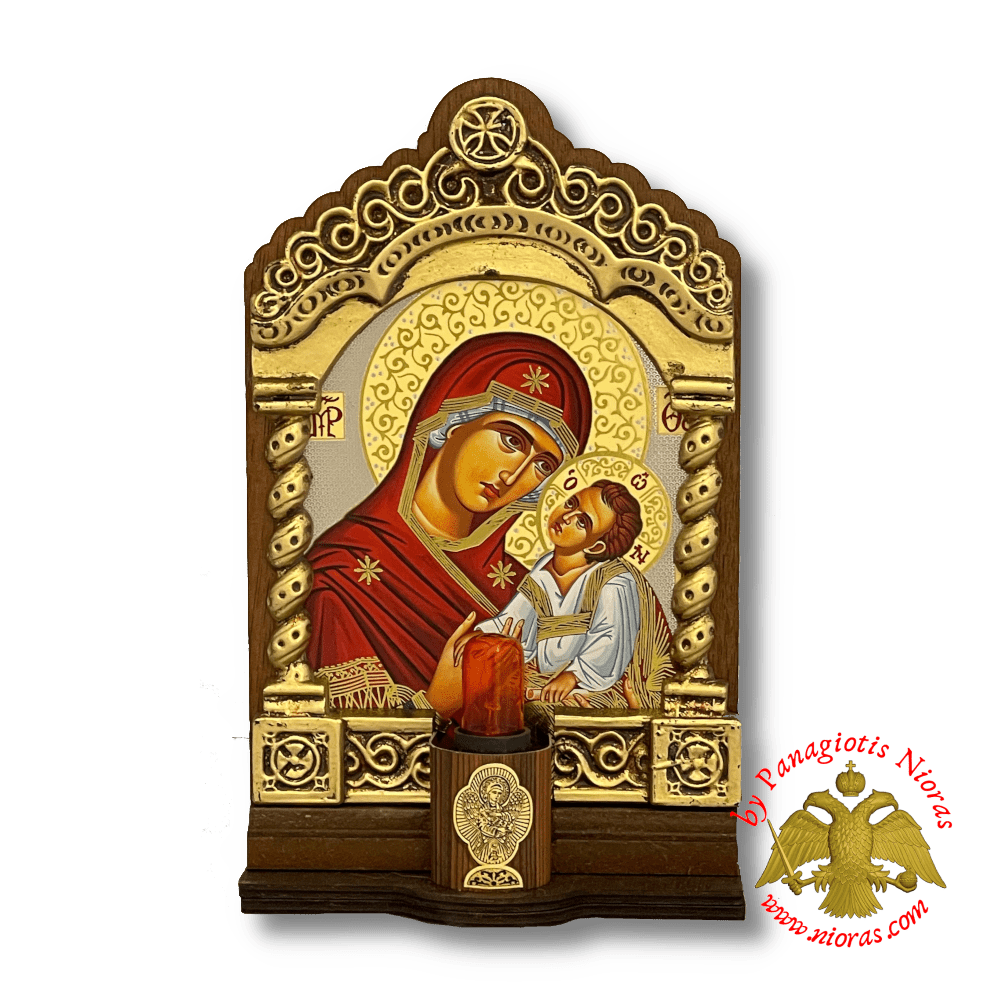Traditional Orthodox Greek Iconostasis with Electric Lamp 26x14x5cm