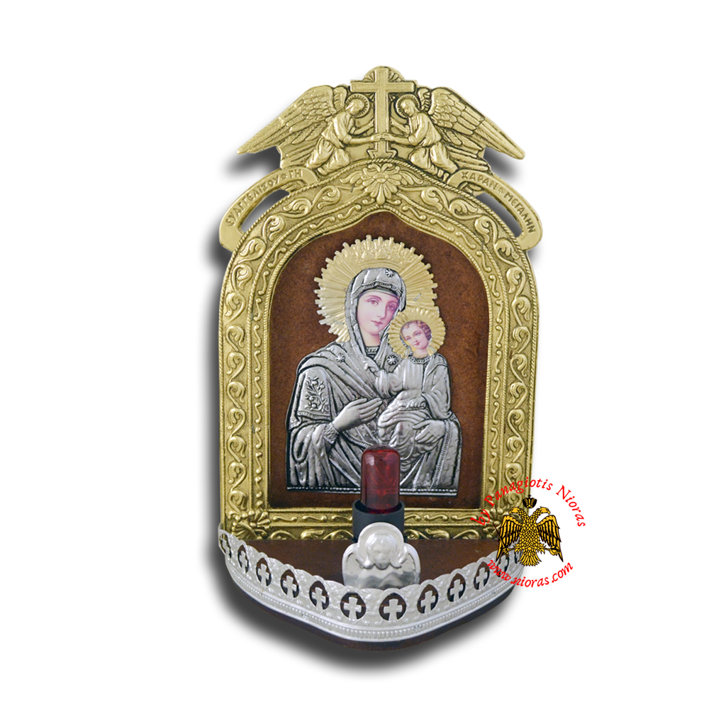 Electric Lamp Traditional Icon With Angel Frame Copy of Tinos Icon 8x15cm