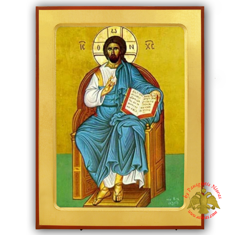 Χριστός Ευλογών Ένθρονος Βρανός Νικόλαος Βυζαντινή Ξύλινη Εικόνα