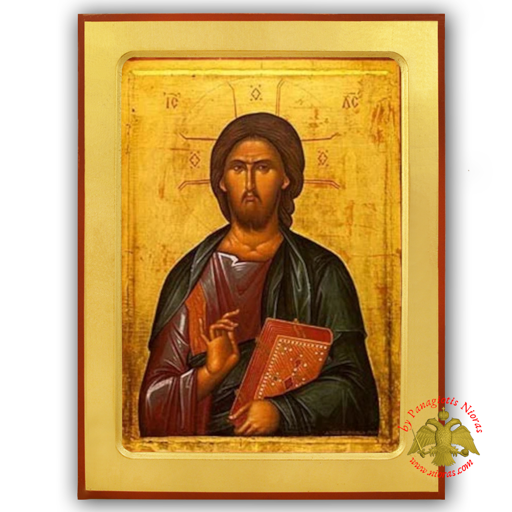 Christ Blessing Liondas Chr. Byzantine Wooden Icon