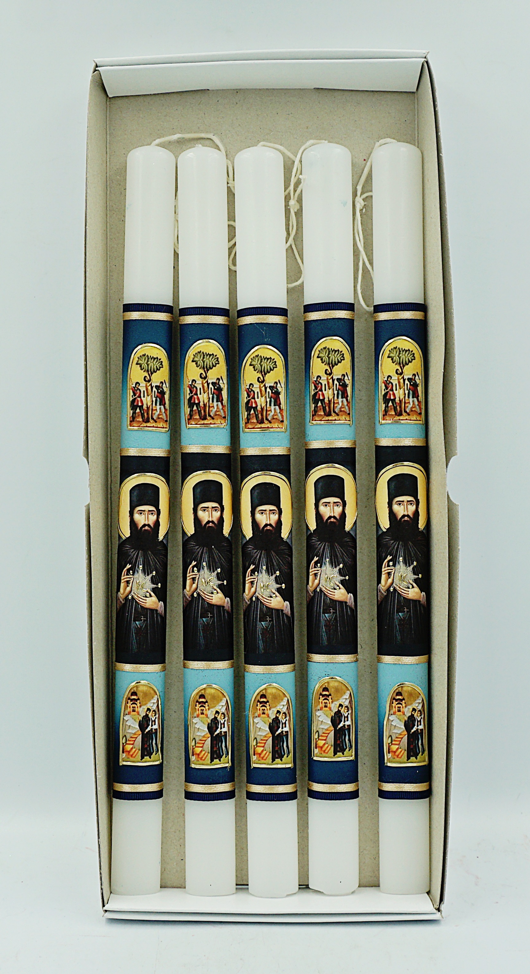 Pascha Candle with Saint Ephraim Holy Icon 40cm
