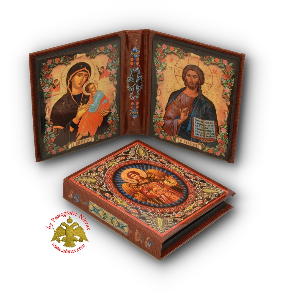 Orthodox Icon Diptych Theotokos Christ 7x13cm