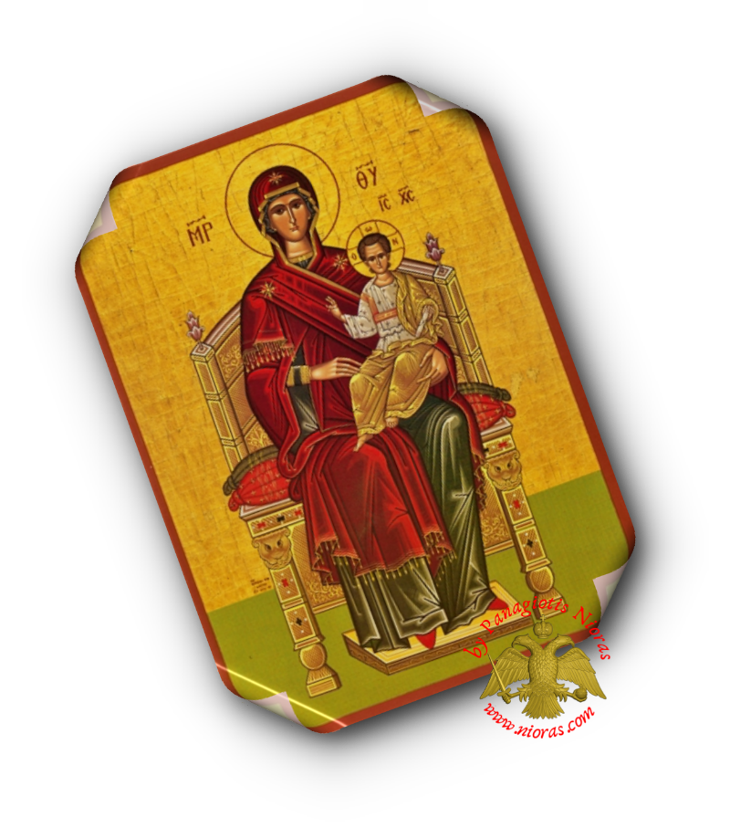 Laminated Orthodox Icons Panagia Enthroned Set of 10