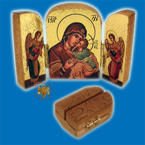 Icon Triptych 7cm x 5cm With Gold Leaf Paper