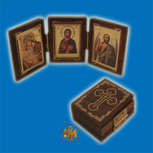 Orthodox Triptych Theotokos, Christ and Saint John the Baptist Icons 4x5cm