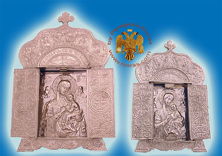 Theotokos Icon on Metal Church Style Decor Nickel